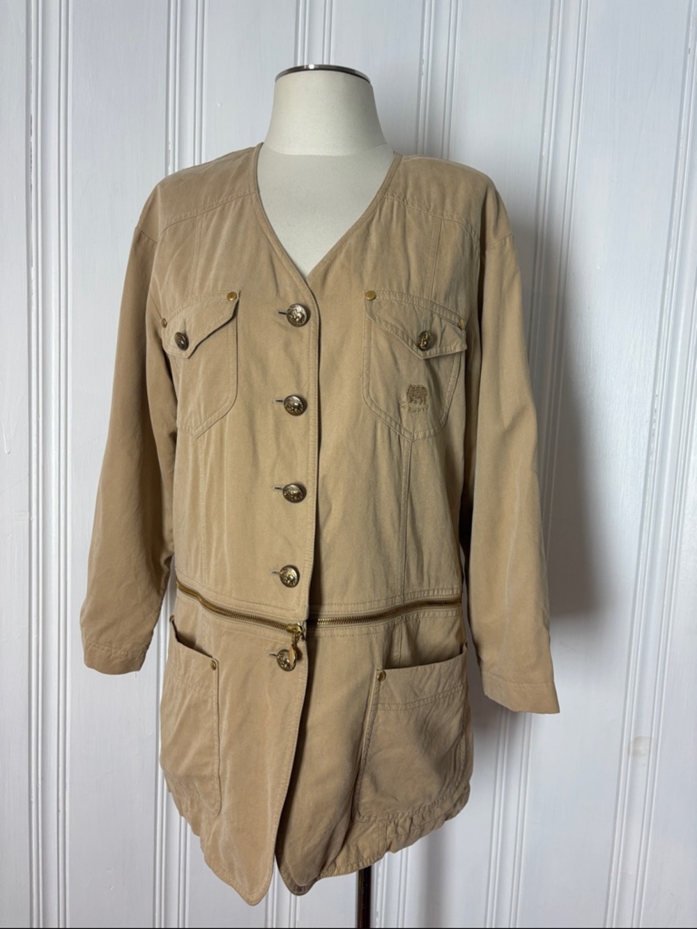 Vintage HAPPY HEIDEMANN Silk Blend 2-in-1 Safari/Utility Convertible Jacket S 6